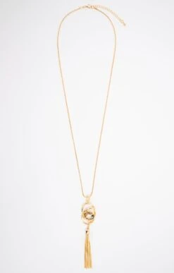 SAUTOIR PENDENTIF DORÉ CABOCHON