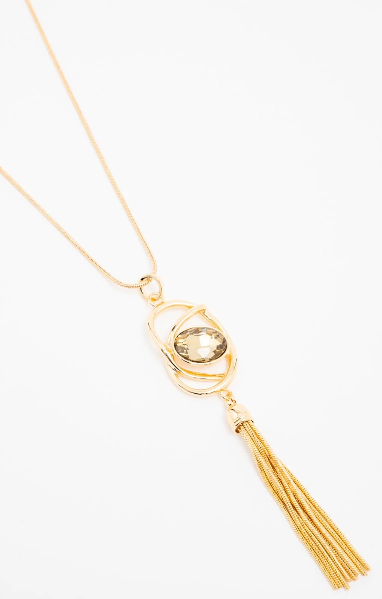 SAUTOIR PENDENTIF DORÉ CABOCHON 2 SAUTOIR PENDENTIF DORÉ CABOCHON – Image 2