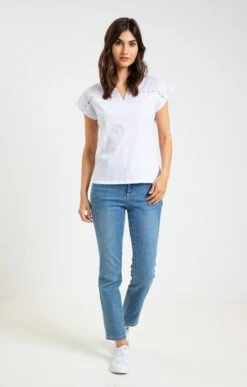 Tee-shirt Uni Plumetis 7 Tee-shirt Uni Plumetis -Élégance Thiery Promos Boutique k tee shirt affinites BLANC o 48