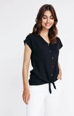 Tee-shirt Uni Boutonné Avec Liens