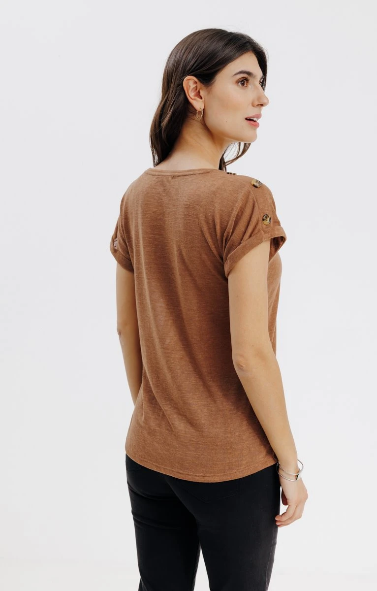Tee-shirt Uni Avec Boutons épaules 2 Tee-shirt Uni Avec Boutons épaules – Image 2