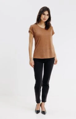 Tee-shirt Uni Avec Boutons épaules 6 Tee-shirt Uni Avec Boutons épaules -Élégance Thiery Promos Boutique k tee shirt armand thiery femme HAVANE o 47