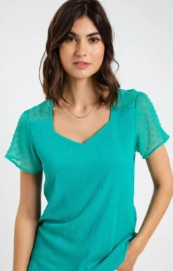 Tee-shirt Bi-matière -Élégance Thiery Promos Boutique k tee shirt bi matiere affinites VERT LAGON d1 77