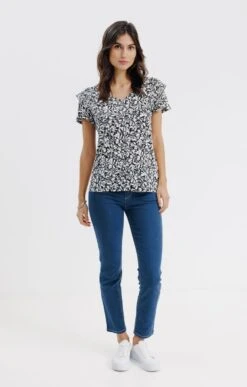 TEE-SHIRT COL V -Élégance Thiery Promos Boutique k tee shirt col v armand thiery femme NOIR o 14