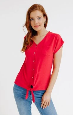 Tee-shirt Col V Avec Bas Noué