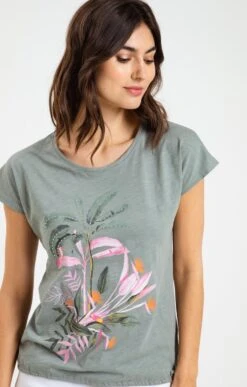 Tee-shirt Manches Courtes -Élégance Thiery Promos Boutique k tee shirt manches courtes affinites VERT NIL d1 69