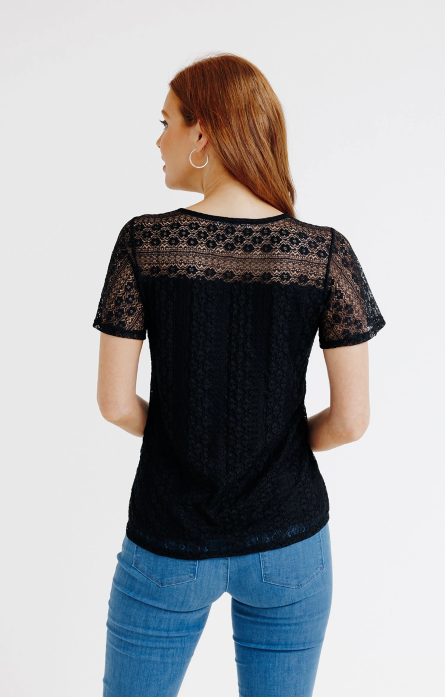 TEE-SHIRT UNI DENTELLE MANCHES COURTES 2 TEE-SHIRT UNI DENTELLE MANCHES COURTES – Image 2