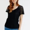 TEE-SHIRT UNI DENTELLE MANCHES COURTES
