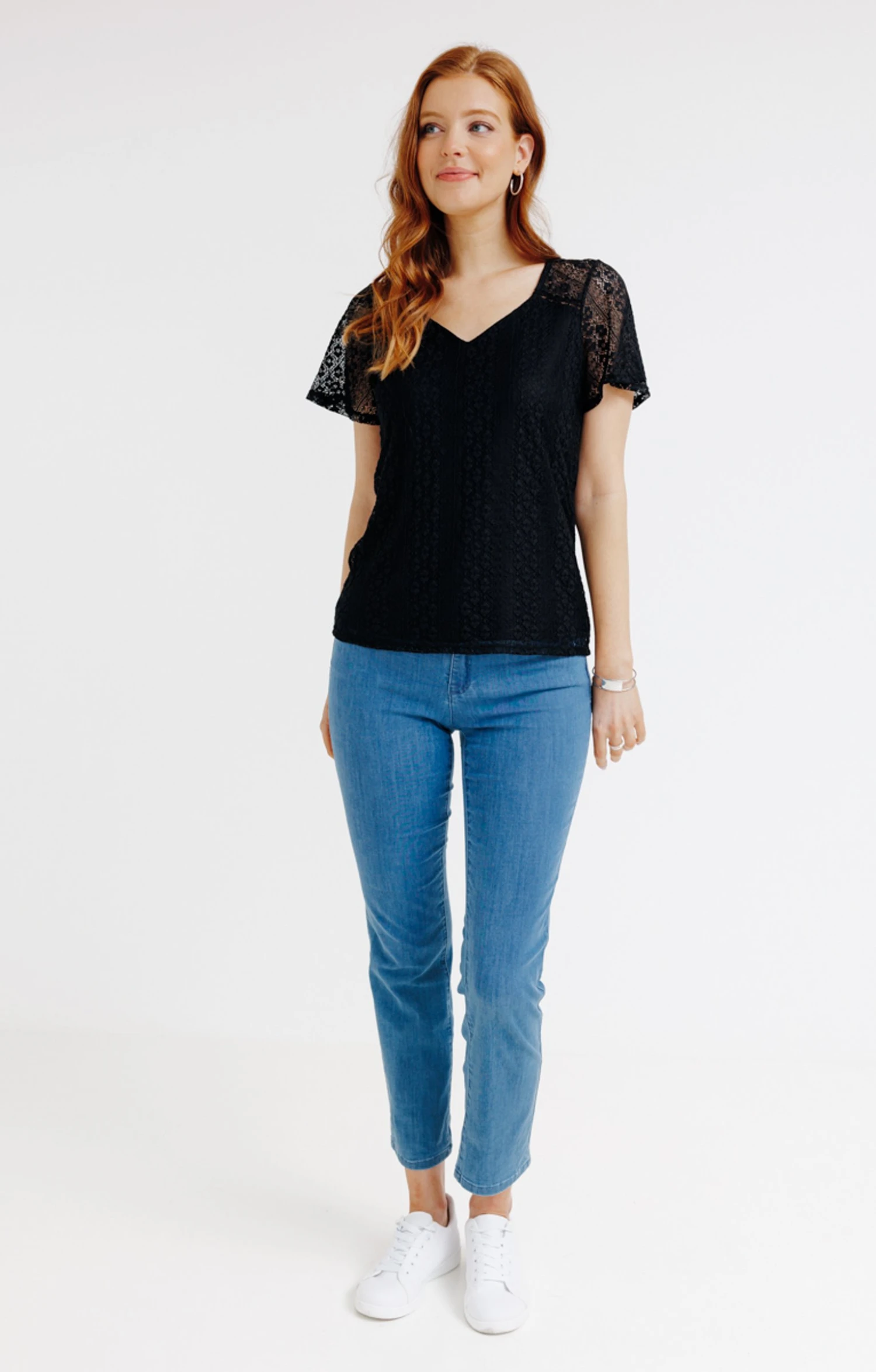 TEE-SHIRT UNI DENTELLE MANCHES COURTES 3 TEE-SHIRT UNI DENTELLE MANCHES COURTES – Image 3