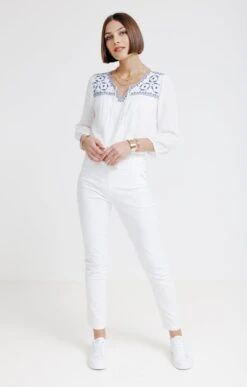 Tunique Brodée -Élégance Thiery Promos Boutique k tunique brodee affinites BLANC o 48
